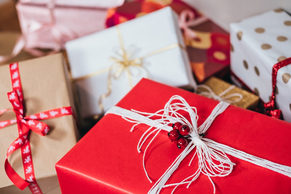 Gift boxes wrapped with ribbons